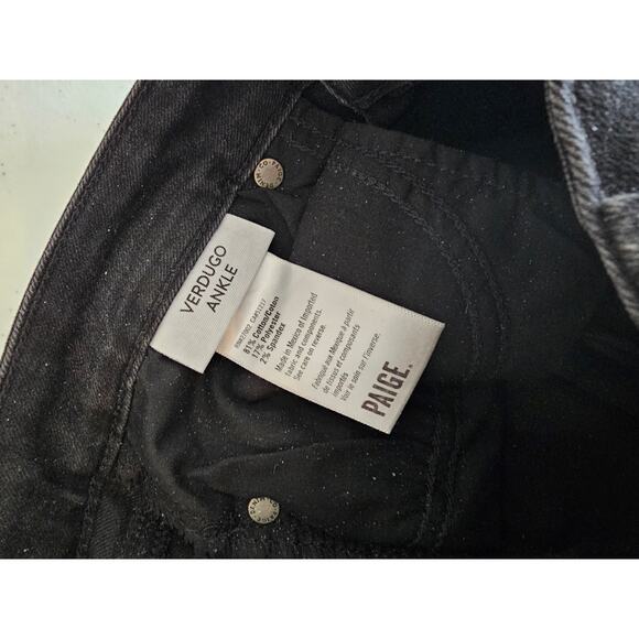 Paige Women's Black Cotton Blend Mid-Rise Verdugo Ankle Skinny Jeans Size 29 - Picture 6 of 6